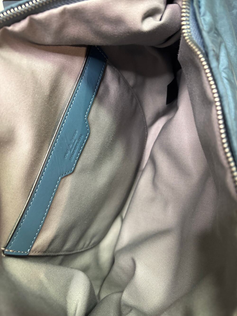 Rag & Bone Teal Blue Nylon Crescent Hobo Crossbody Bag Women's Leather Strap